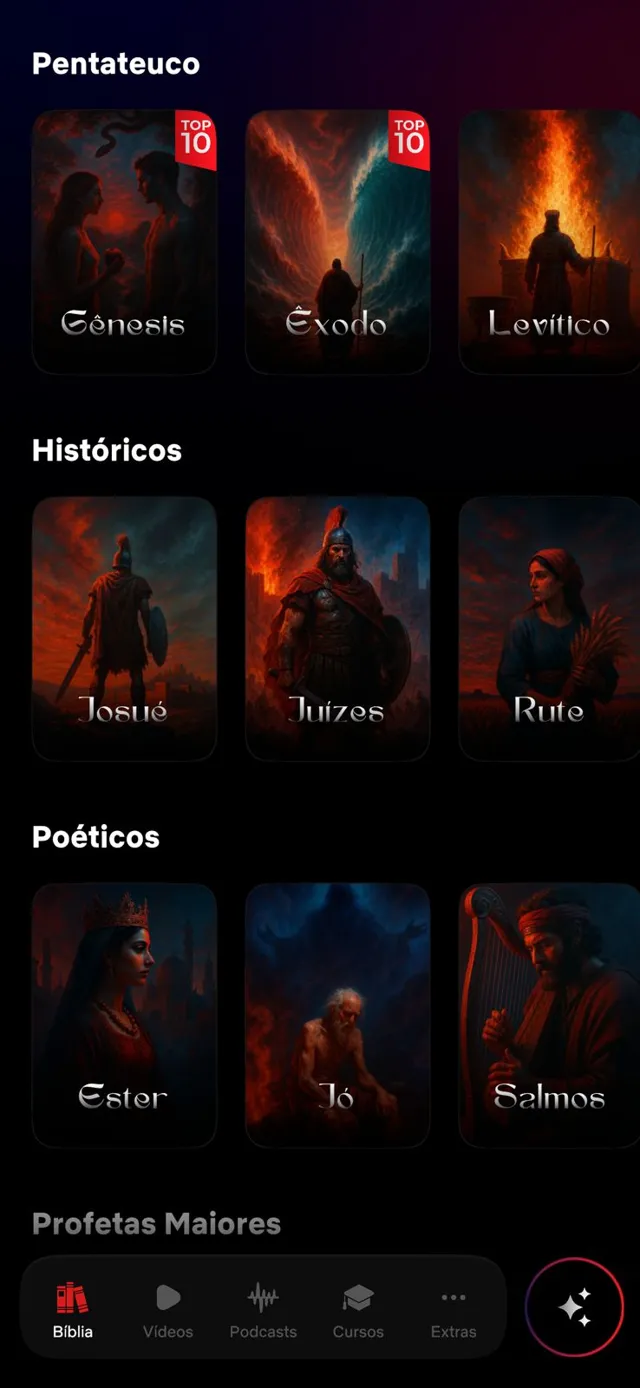 Catálogo dos livros da Bíblia estilo Netflix