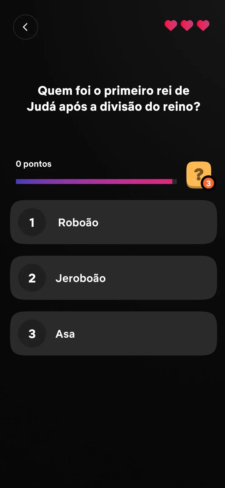 Quiz — pergunta no app